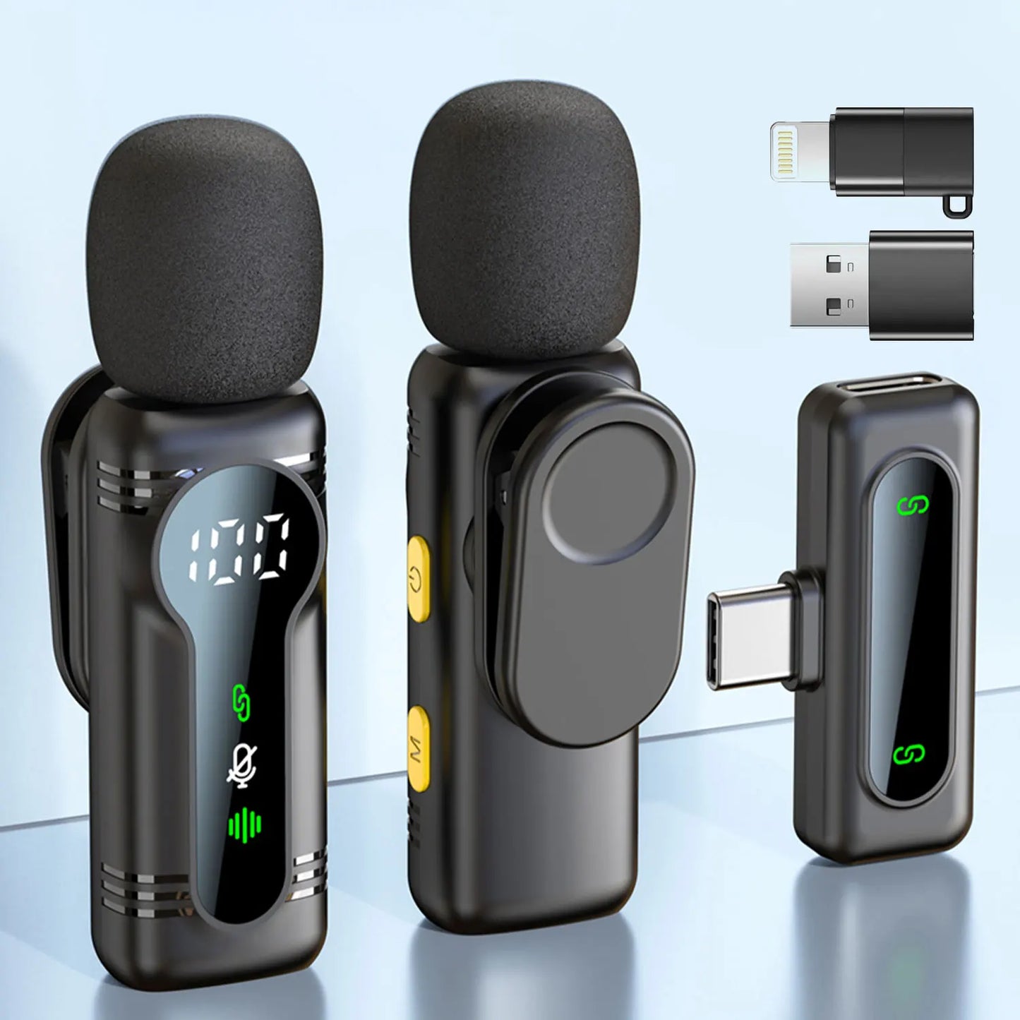 Professional Wireless Lavalier Microphone Noise Cancelling&Magnetic Portable Clip-on Mic for iPhone Android PC Live Interview