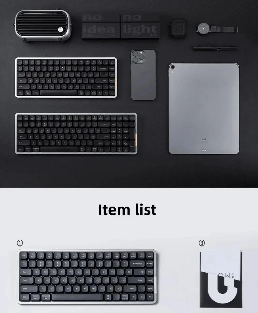 Lofree Flow Series Low-Profile Wireless Mechanical Keyboard Aluminum Gasket 2-Mode Bluetooth Wired Type-c Office Portable Typing