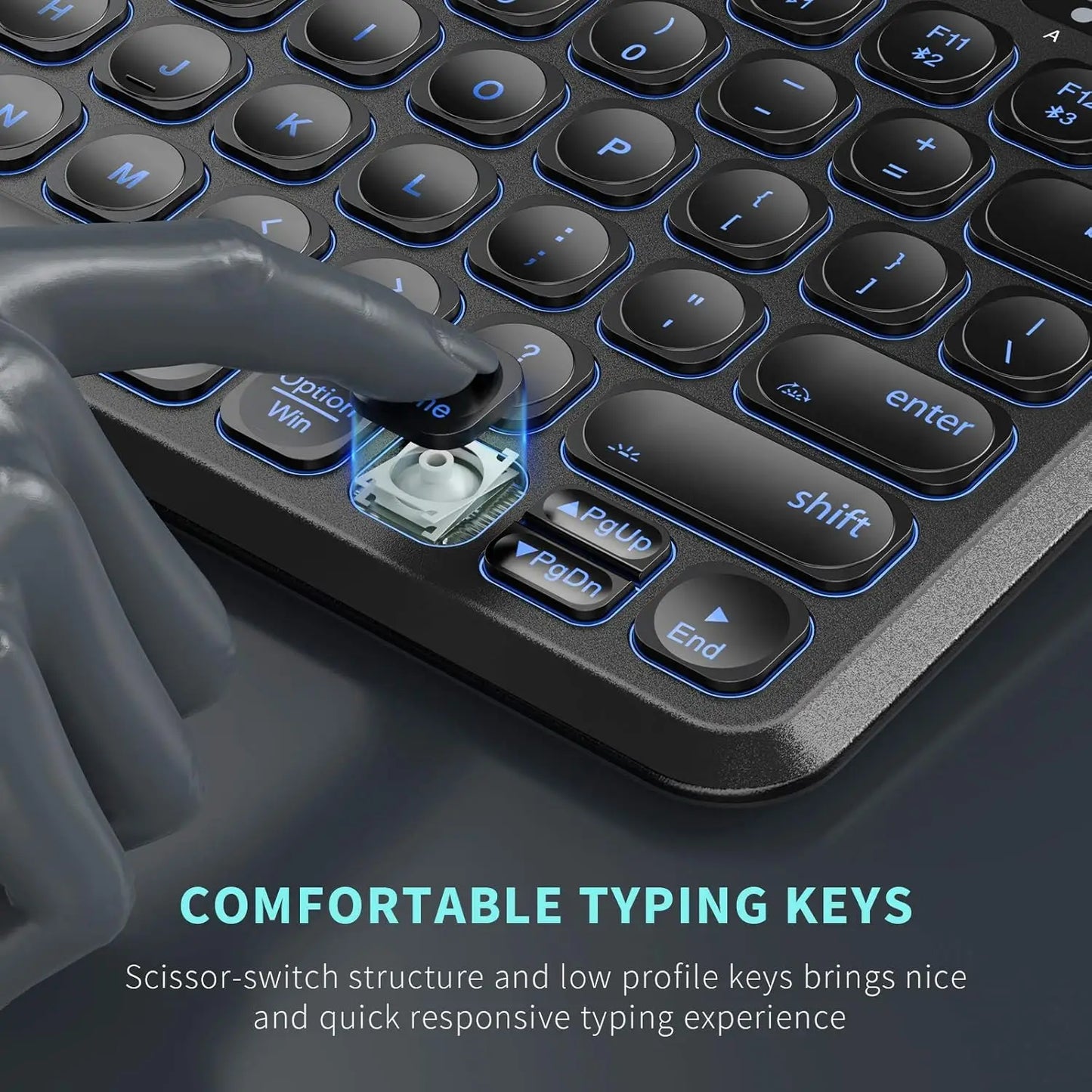 RGB Blacklit Bluetooth Wireless Keyboard and Mouse Combo for Mac OS iPad iPad Air iPad Pro Tablet Android Mobile Phone Laptop PC