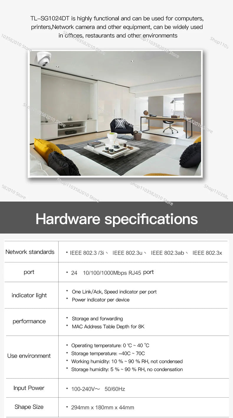 TP-LINK TL-SG1024DT T Series 24-port full Gigabit Non-network Management Switch With Ear Hooks