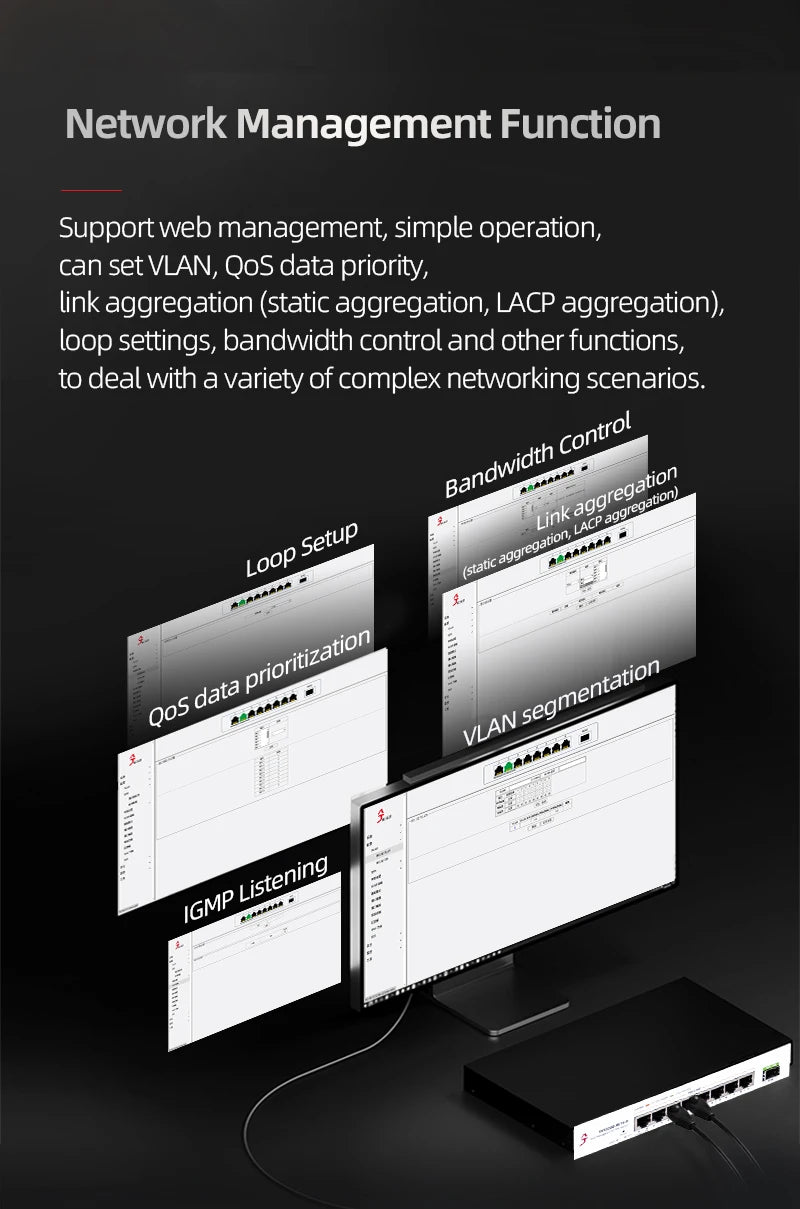 XikeStor 8 Ports 2.5G POE RJ45 1 Port 10G SFP+ L2 Managed POE Support VLAN/ Port Aggregation/ 802.3AF/AT Protocol