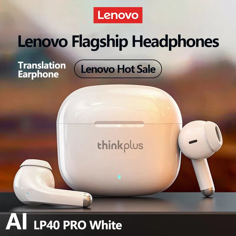 Lenovo LP40 Pro Translation Earburds TWS Bluetooth Real Time Translation Long Endurance AI Earphones Travel Translator Headset