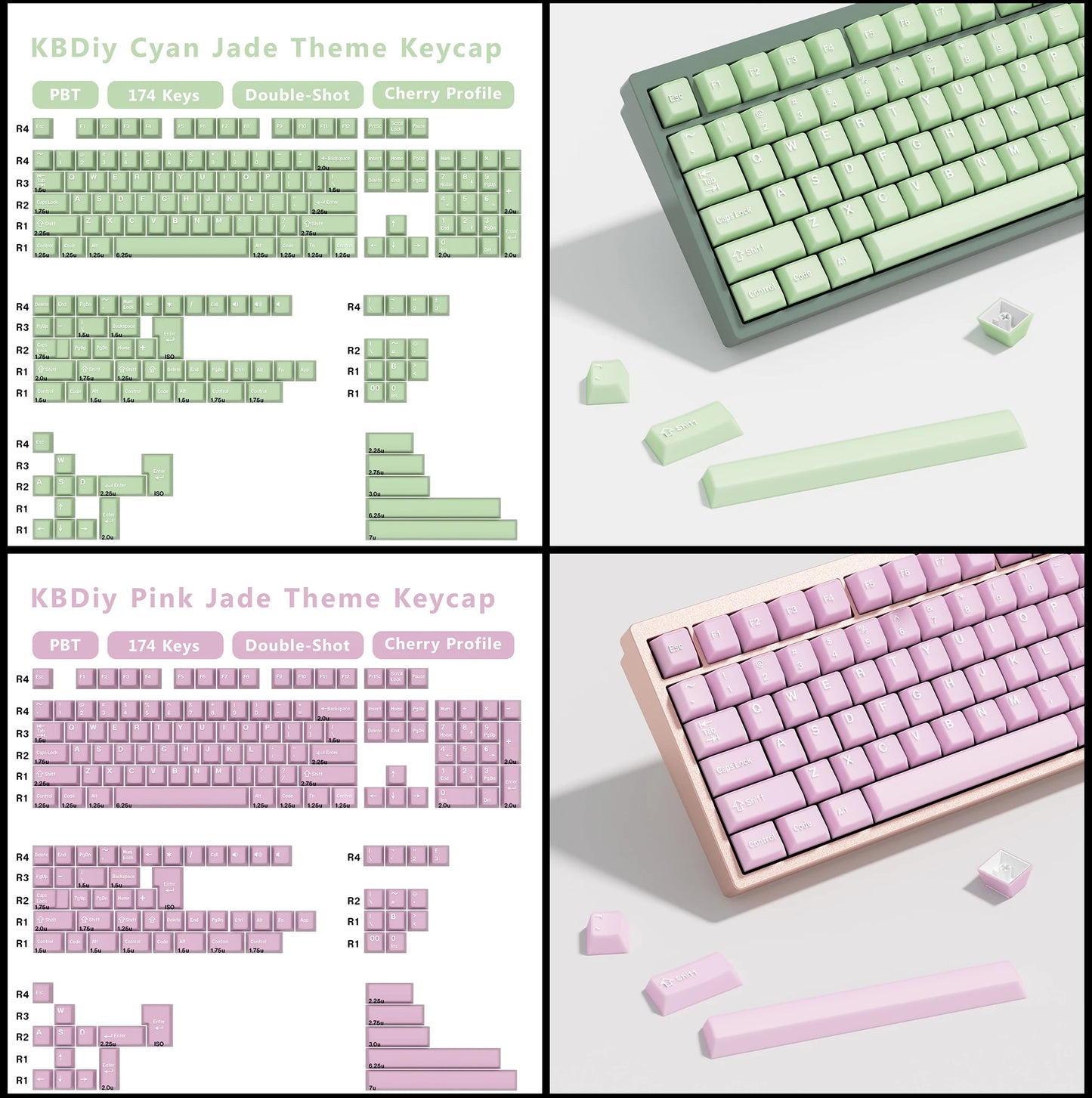 KBDiy GMK Jamon Keycap Cherry Profile Double Shot PBT ISO Keycaps For Gamer Mechanical Keyboard Kit Gaming Point Retro Key cap