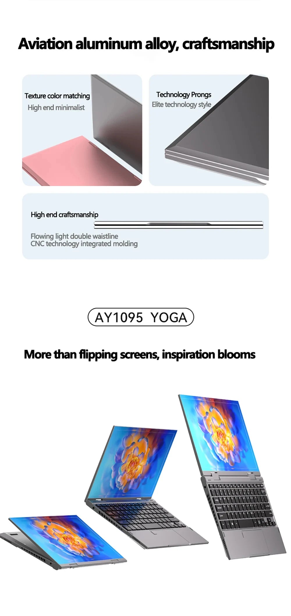 2-in-1 Touch Screen Tablet Laptop 10.9-inch 360° Flip Notebook Intel N95 16GB DDR5 2TB SSD HD Camera Backlit Keyboard Laptop