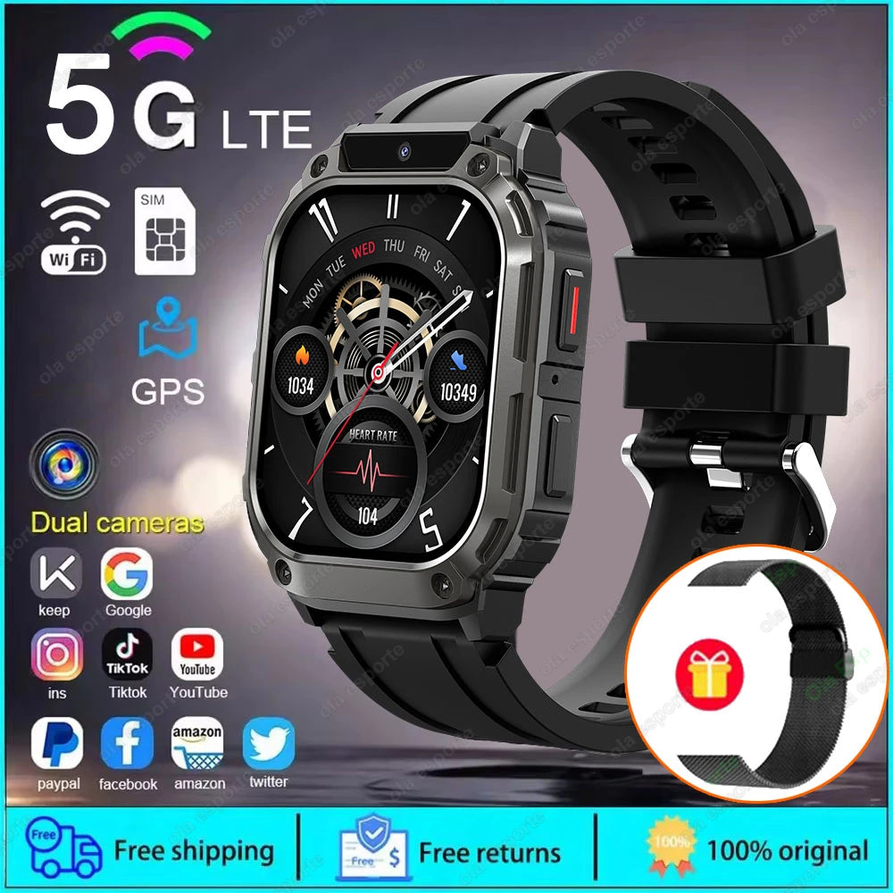 New GPS 5G SIM Card Smartwatch Men Women Video Calls 2/16GB Memory GPS WiFi Tiktok APP Waterproof Smart Watch For Android Pk Pgd