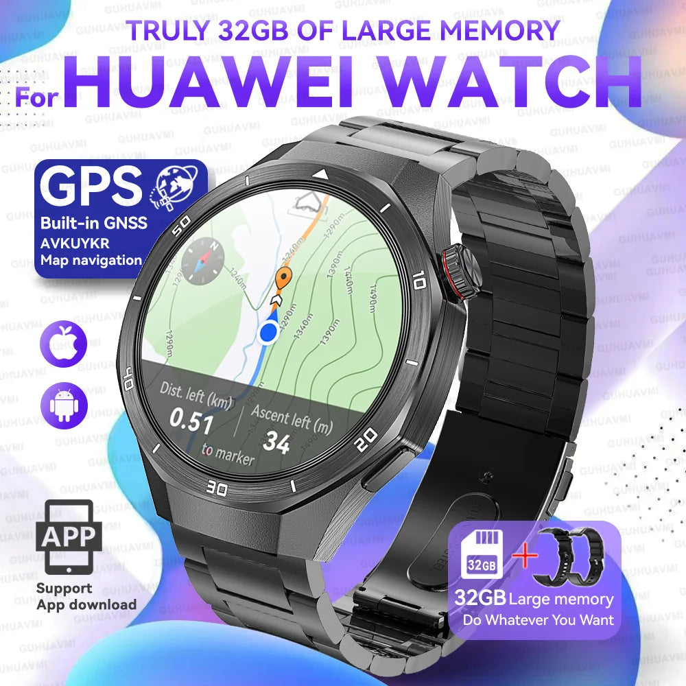 For HUAWEI GT 5 Pro 2025 New Smart Watches HD Sapphire Screen 32Gb Memory AGPS Navigation HD Video Bluetooth Call Smart Bracelet