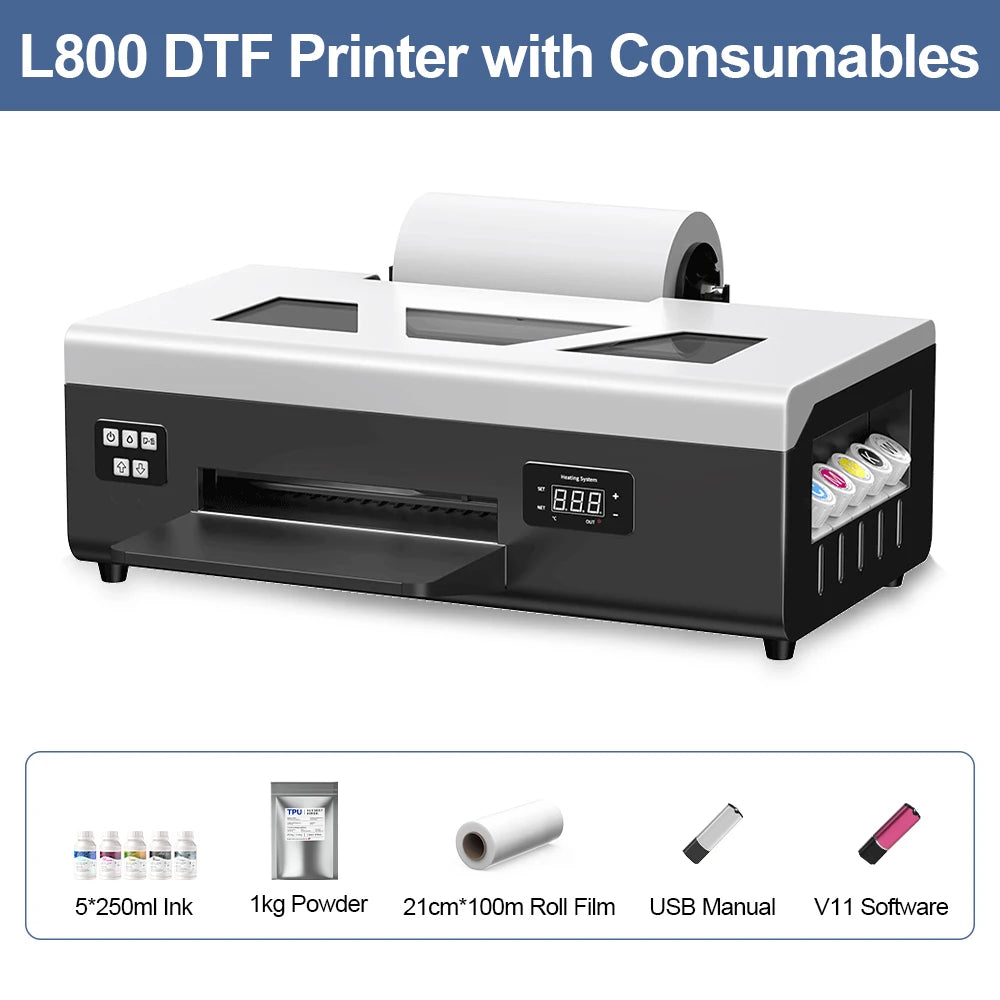 A4 DTF Printer for Epson L805 Printhead 8.5inch Roll DTF Printer Direct to Film DTF Printer For Clothes tshirt Printing Machine