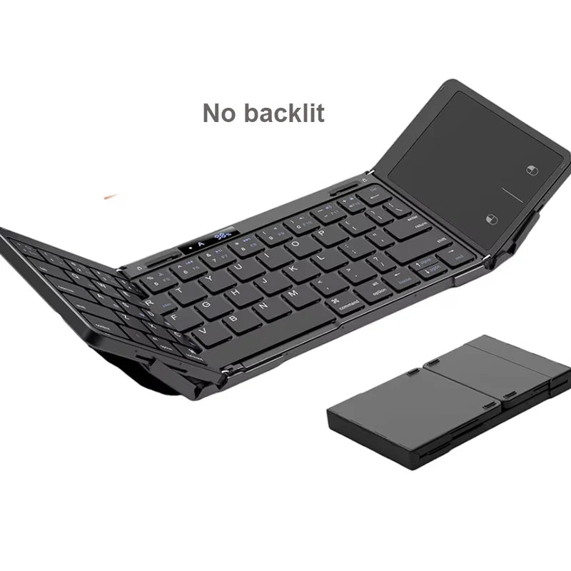 Jomaa Alloy Bluetooth Foldable Keyboard Battery Level Display Rechargeable Wireless Folding Keyboard with Touchpad for Laptop