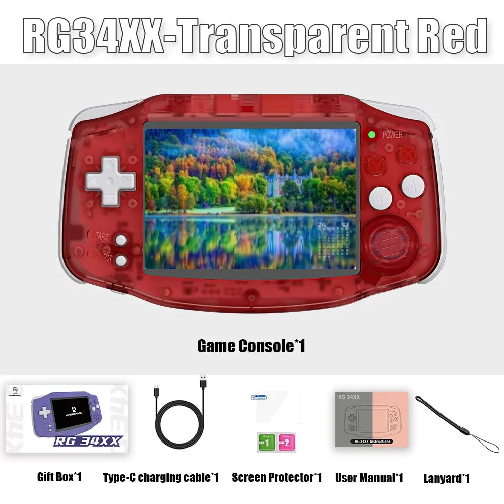 ANBERNIC RG34XX Handheld Game Console 3.4inch IPS Screen Linux 64-bit System RG 34XX 32G Retro Video Game Players WiFi PSP Gift