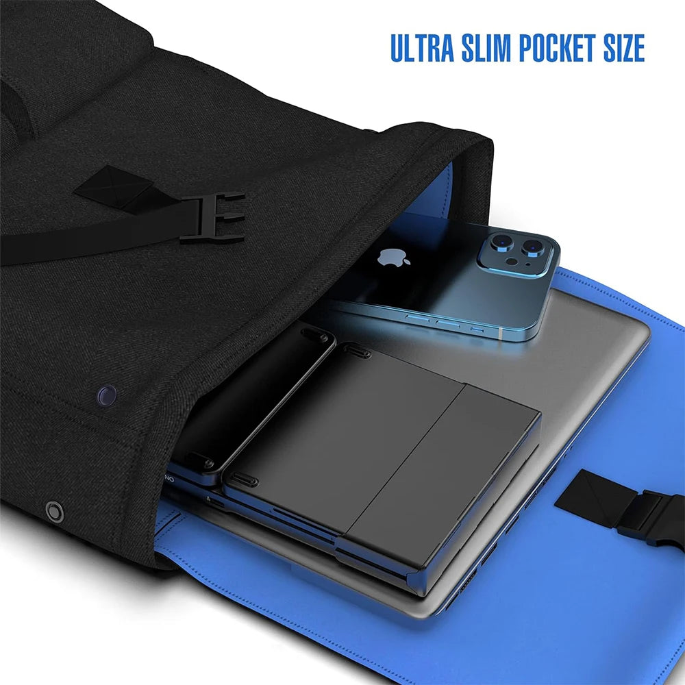 Jomaa Alloy Bluetooth Foldable Keyboard Battery Level Display Rechargeable Wireless Folding Keyboard with Touchpad for Laptop