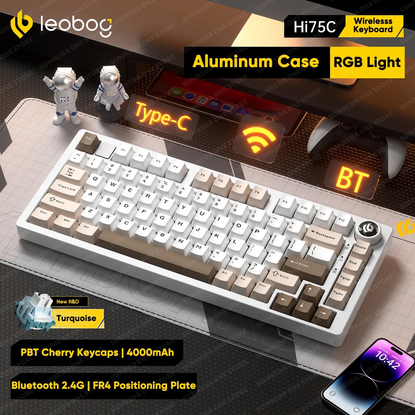 Leobog Hi75C Gaming Aluminum Wireless Mechanical Keyboard Kit Hi75 Hi75C Pro 81Keys Bluetooth 2.4G Wired  Hotswap Gamer Keyboard