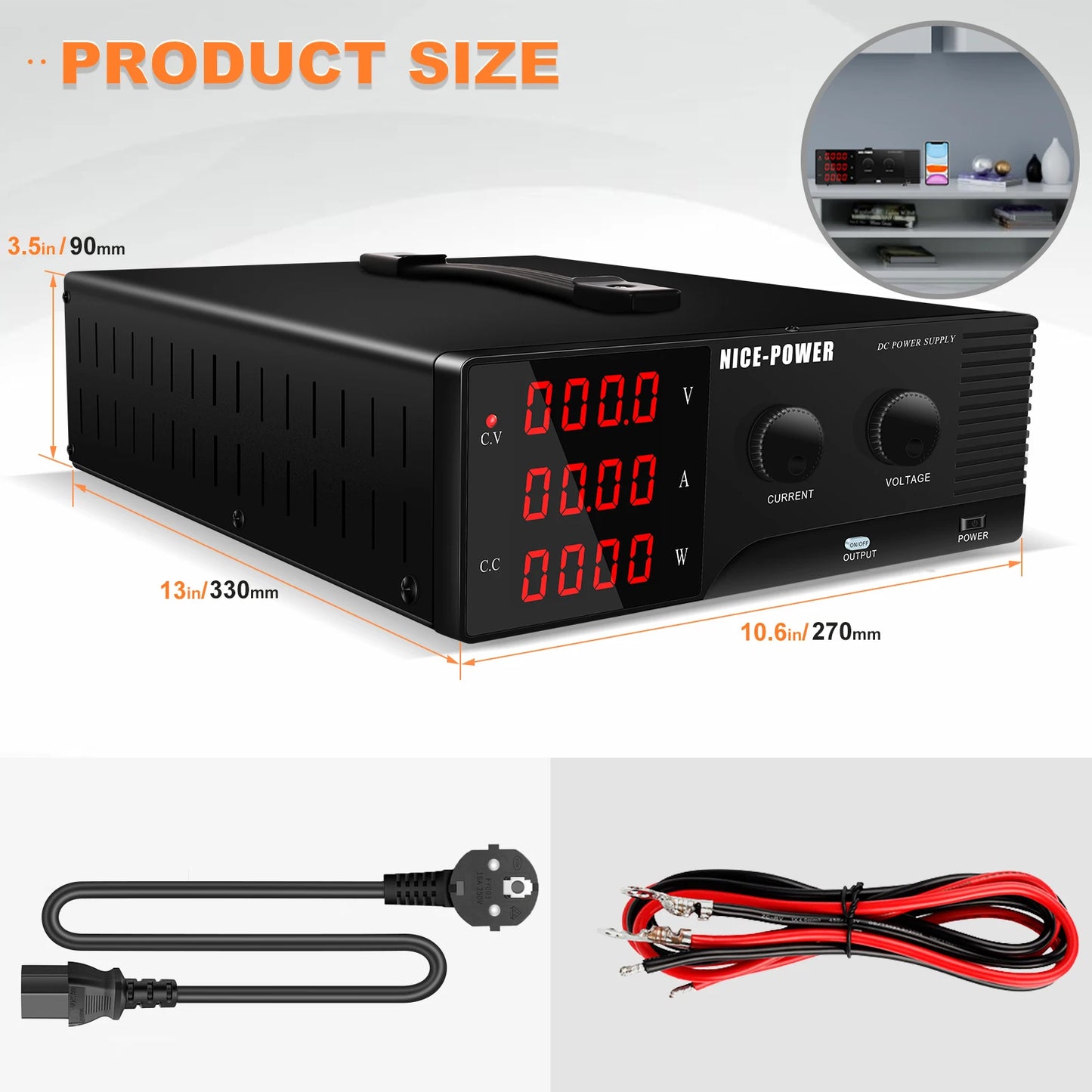 NICE-POWER 1200W 3000W DC Adjustable Power Supply Lab Bench Source 30V 60V 100V 200V 300V10A 30A 60A 80A 100A Voltage Regulator