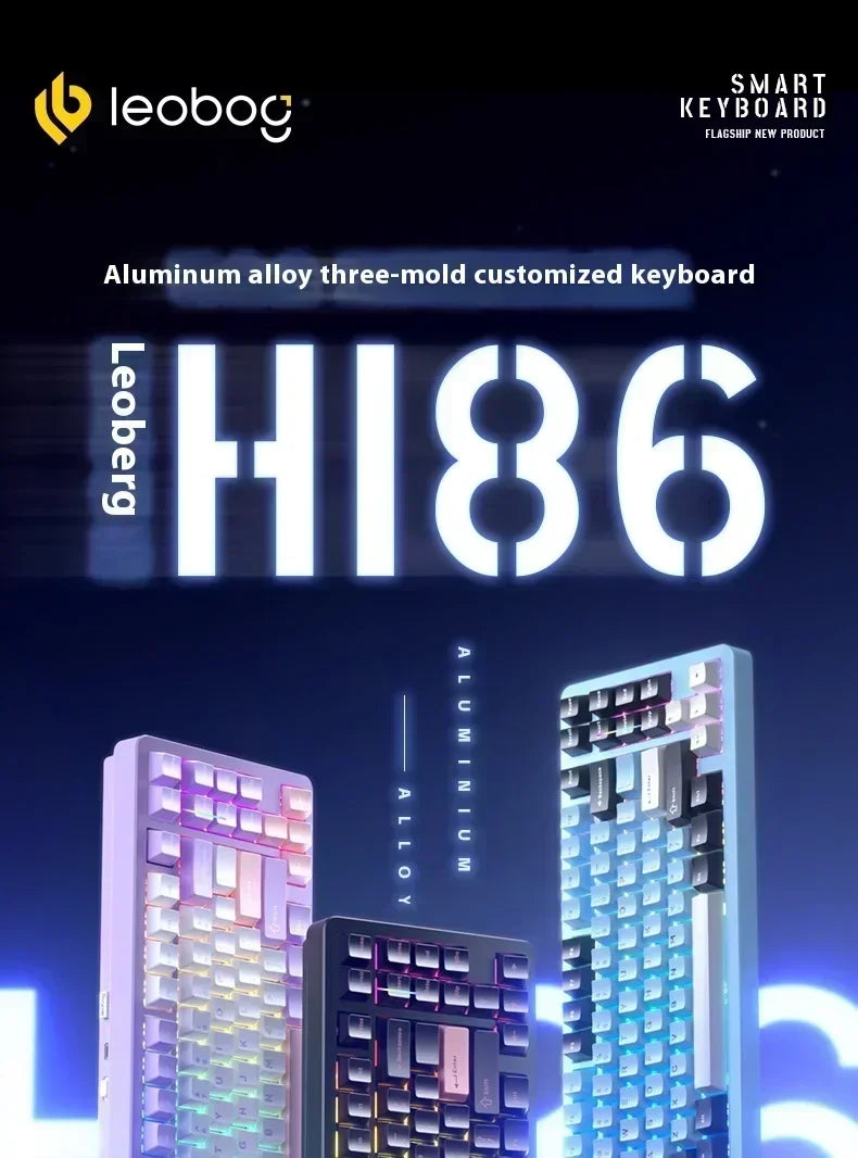 LEOBOG Hi86 Mechanical Keyboard Three-mode Aluminum Alloy Hot-Swap RGB Light Gasket Game Keyboard Customized Esports Accessories