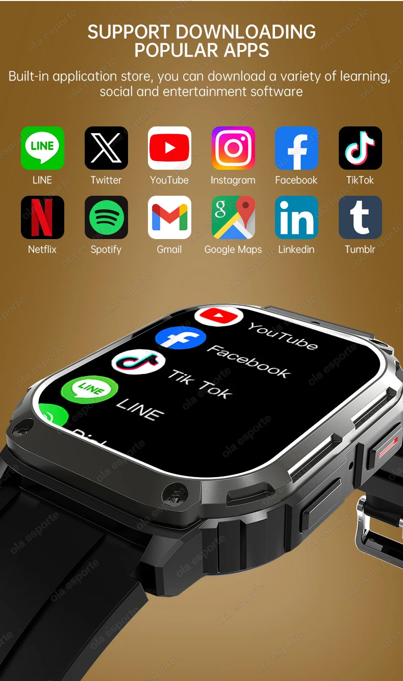 New GPS 5G SIM Card Smartwatch Men Women Video Calls 2/16GB Memory GPS WiFi Tiktok APP Waterproof Smart Watch For Android Pk Pgd