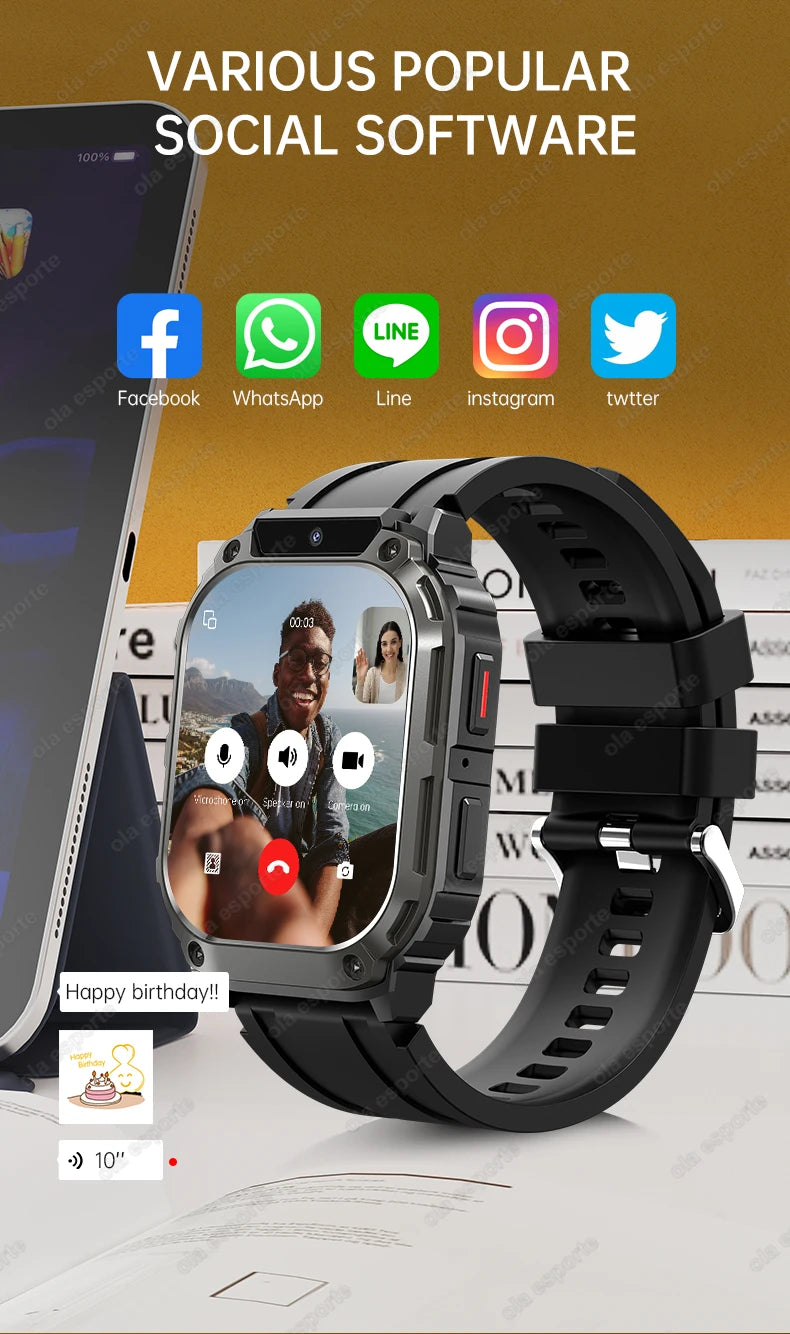 New GPS 5G SIM Card Smartwatch Men Women Video Calls 2/16GB Memory GPS WiFi Tiktok APP Waterproof Smart Watch For Android Pk Pgd