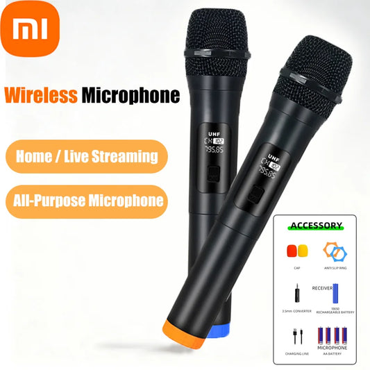 Xiaomi Wireless Microphone 2.4G UHF Fixed Frequency 2 Channels Handheld Micphone For Live Party Karaoke Professional Meeting