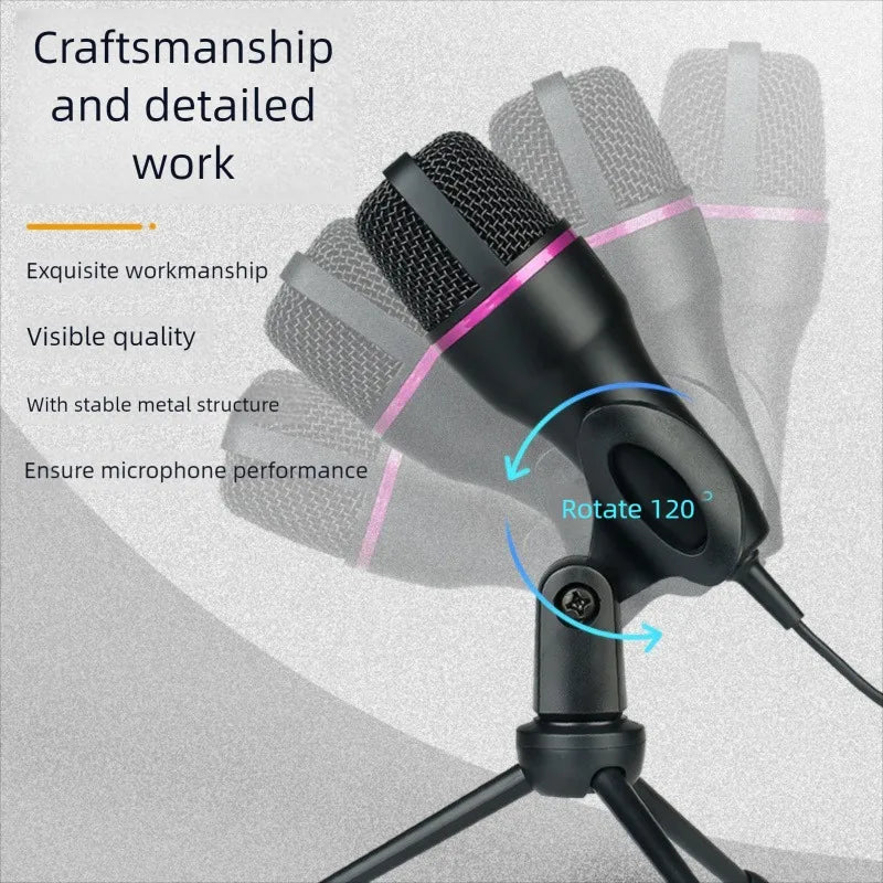 3.5MM/USB Condenser Microphones Professional Microphone Karaoke System Gaming Singing Recording Micro Mic for Computer Laptop