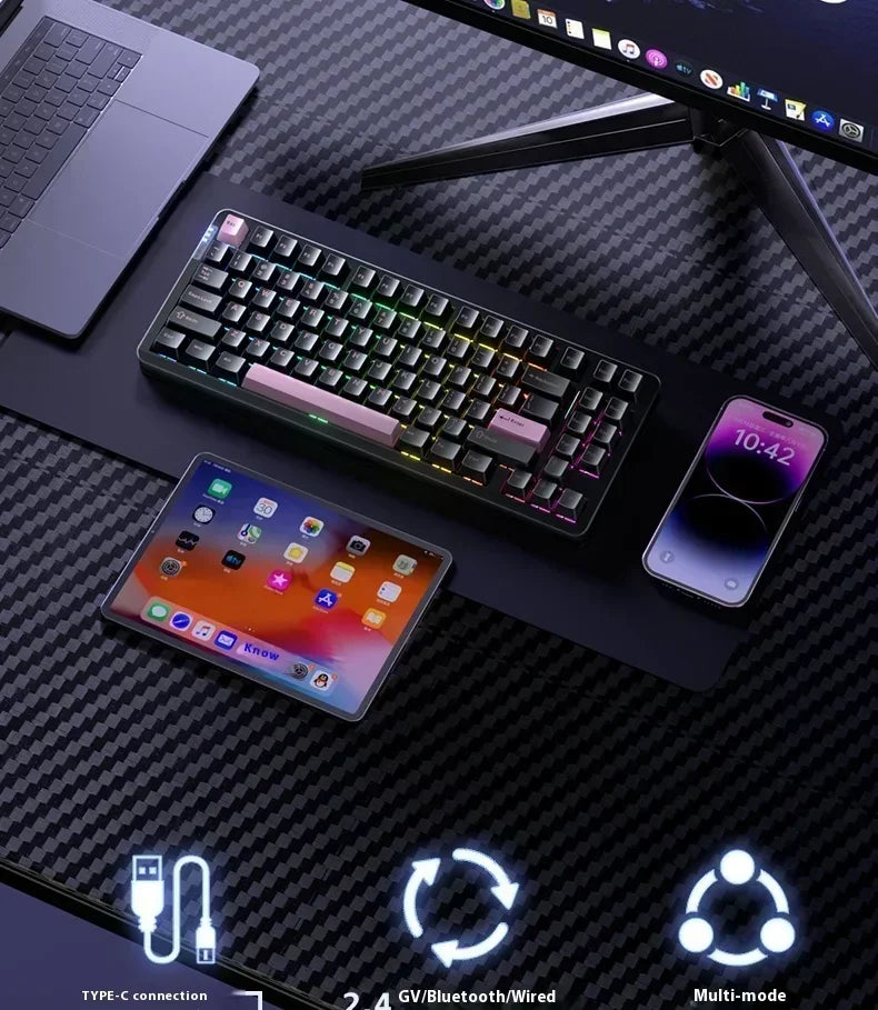 LEOBOG Hi86 Mechanical Keyboard Three-mode Aluminum Alloy Hot-Swap RGB Light Gasket Game Keyboard Customized Esports Accessories
