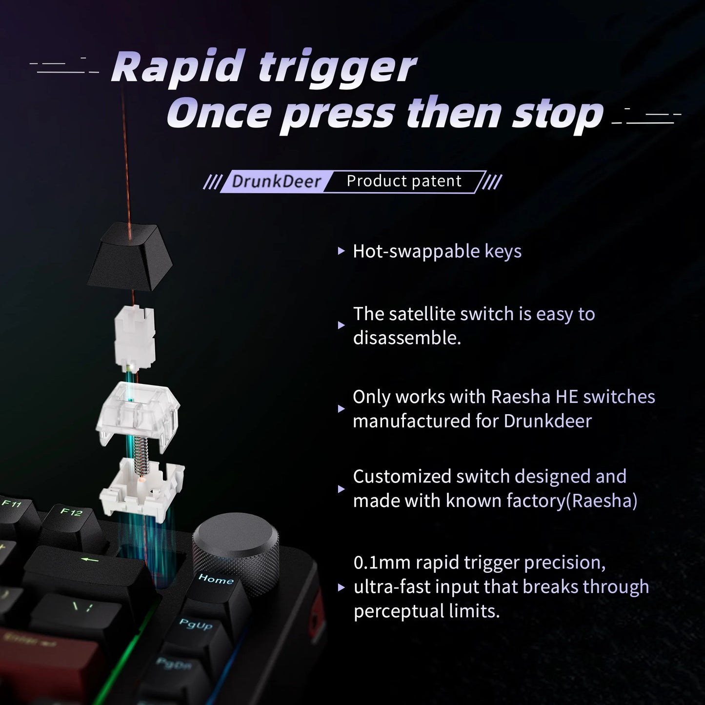 DrunkDeer A75 Pro HE Magnetic Switch Gaming Keyboard Rapid Trigger Wired RGB Mechanical Keyboard Hot-Swap Gasket Mount