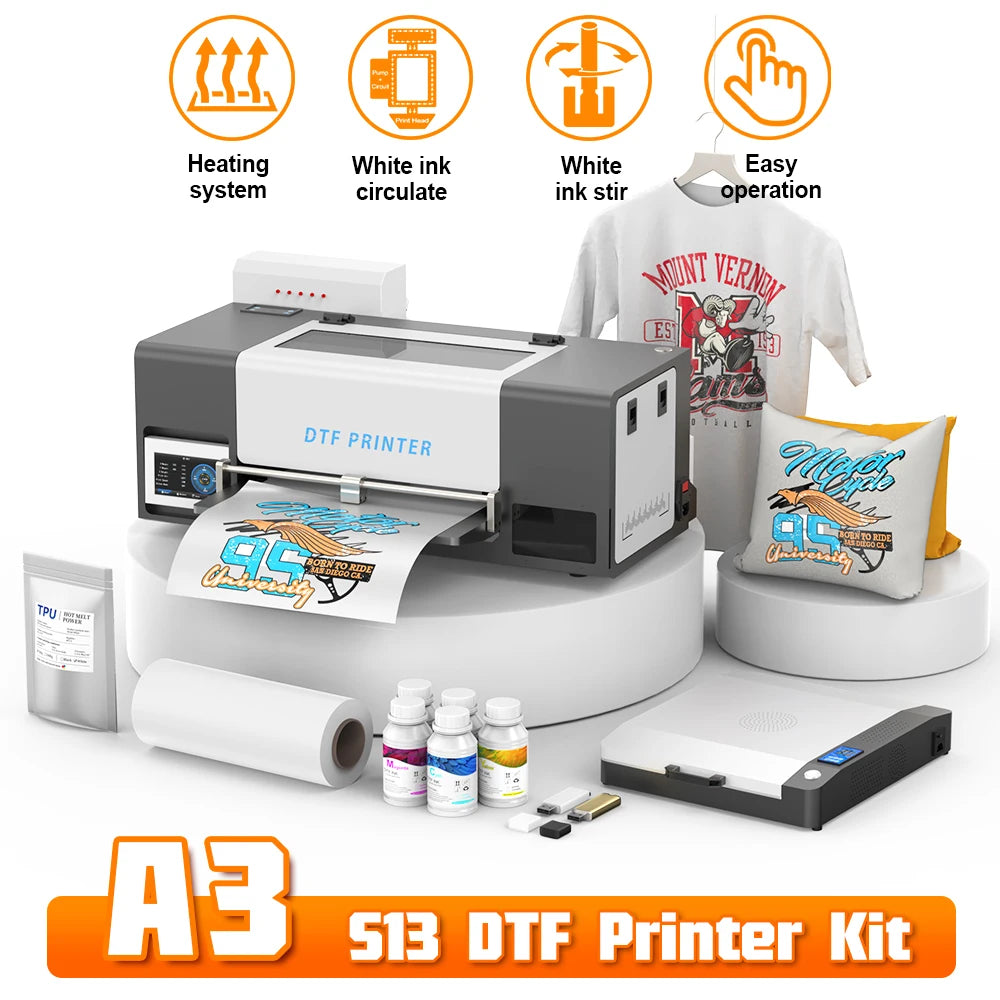 A3 DTF Printer Impresora 13inch XP600 DTF Printer Transfer Printe Direct Roll Film Printing Jeans Bag Hat DTF Printing Machine