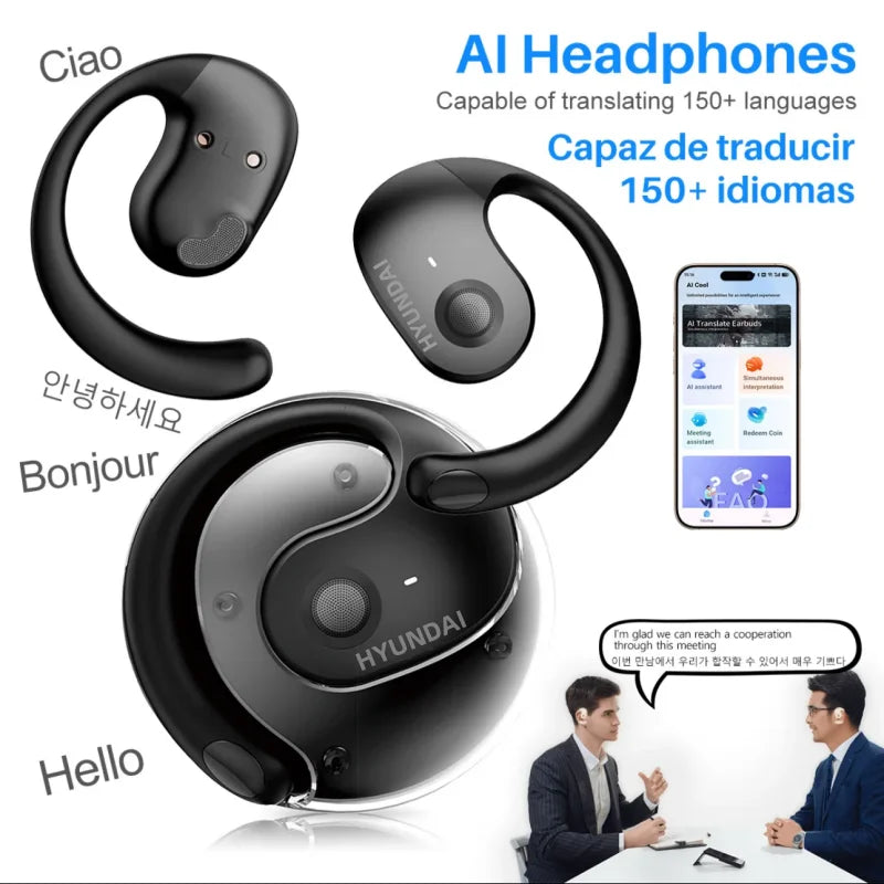 HYUNDAI HY-T26 PRO Wireless  BT Translator Earbuds 98% Accuracy AI Real Time Translation Earphones for Travel Business Learning