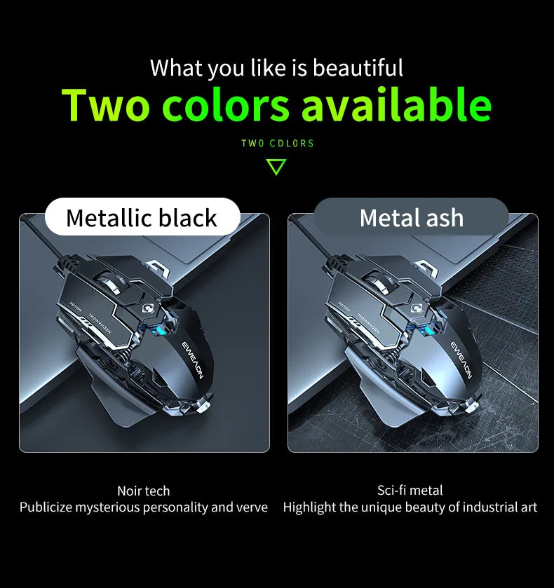 MK500 RGB Backlight Wired Mechanical Mouse 12800DPI Adjustable Macro Programming E-Sport Ergonomic Gaming Mouse For PC Laptop