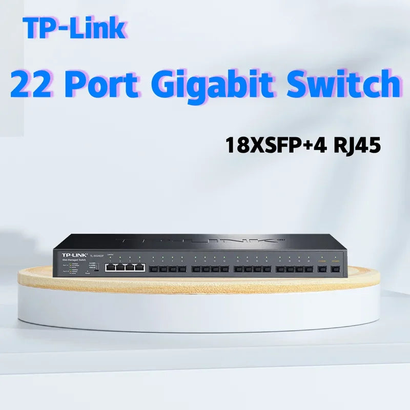 TP-LINK Full Gigabit Web Network Management Switch TL-SG2422F 18 Gigabit SFP ports 4 10/100/1000Base-T RJ45 ports VLAN QoS
