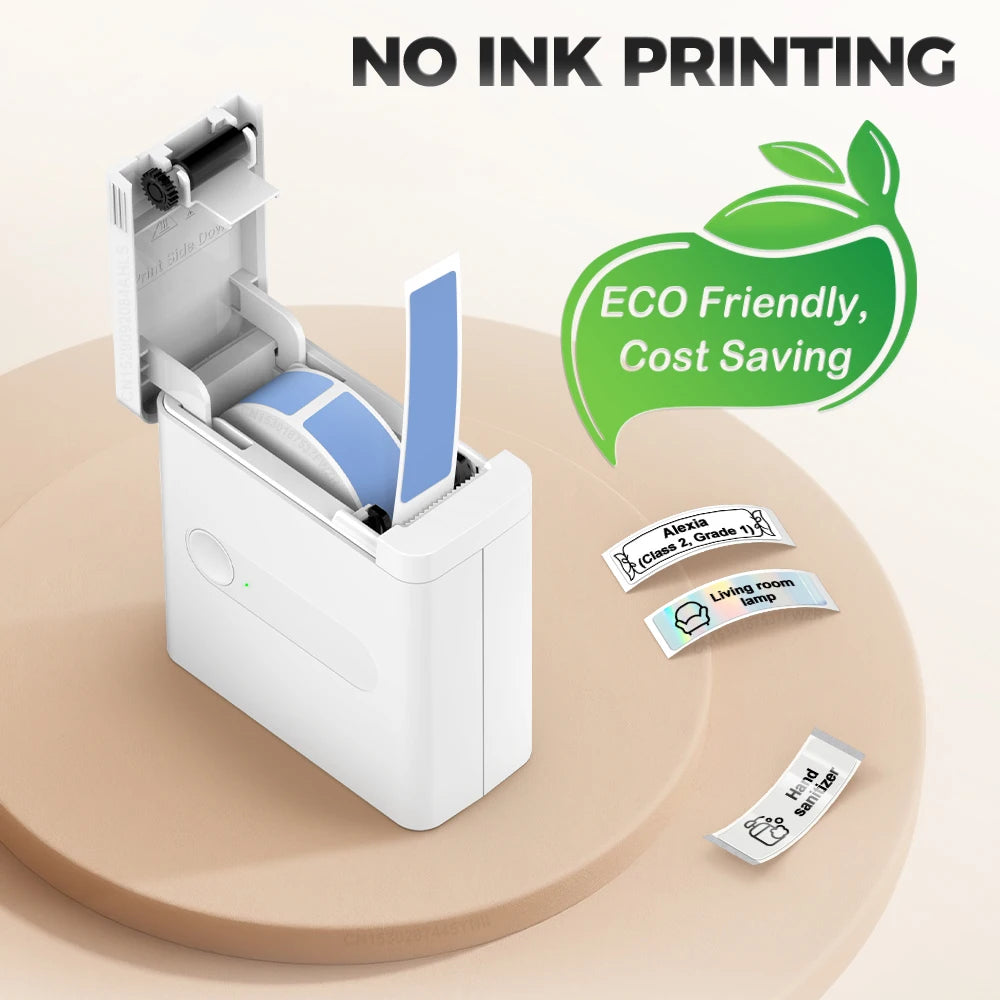 Portable Mini Label Printer D12 Bluetooth Inkless Thermal Printer Connect Phone Edit Printing Self Adhesive Sticker Labeller