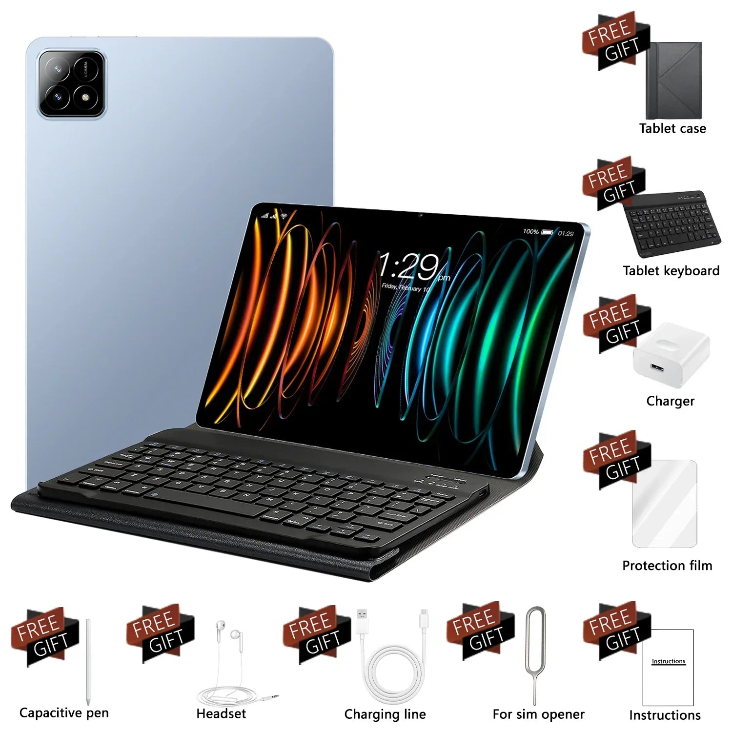 2025 New Pad 7S Pro Tablets 22GB+2TB Android 14 10.1 inch Tablet PC Original Snapdragon888 Global Version 5G Duel SIM Card WIFI