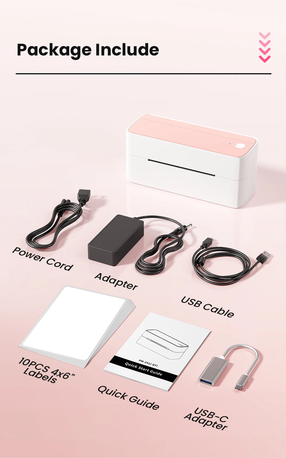 【Droshipping】Phomemo PM-241-BT Shipping Label Printer 4X6 Wireless Shipping Labels Printer for Small Business