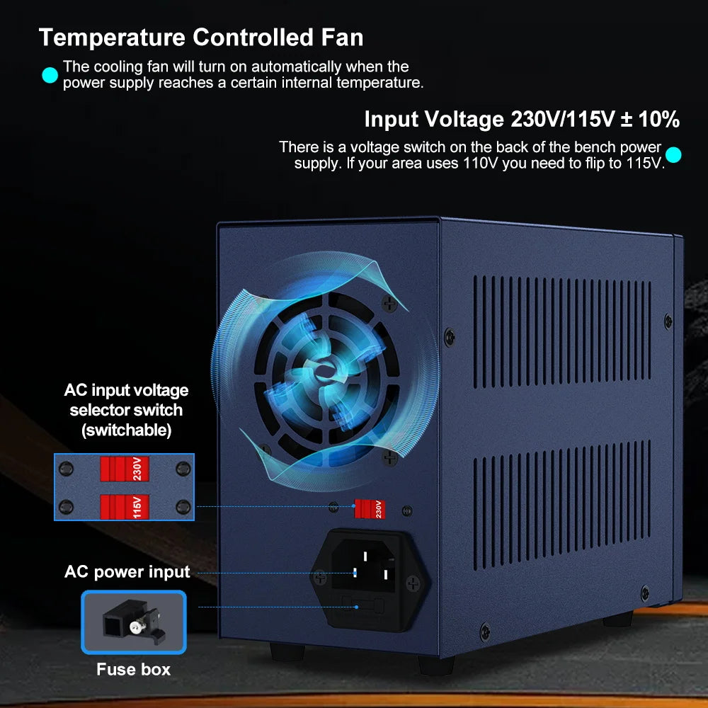 Wanptek DC Lab Power Supply 30V 60V 120V Adjustable Voltage Regulator Preset Voltage Current Dual Input Voltage 220V/110V