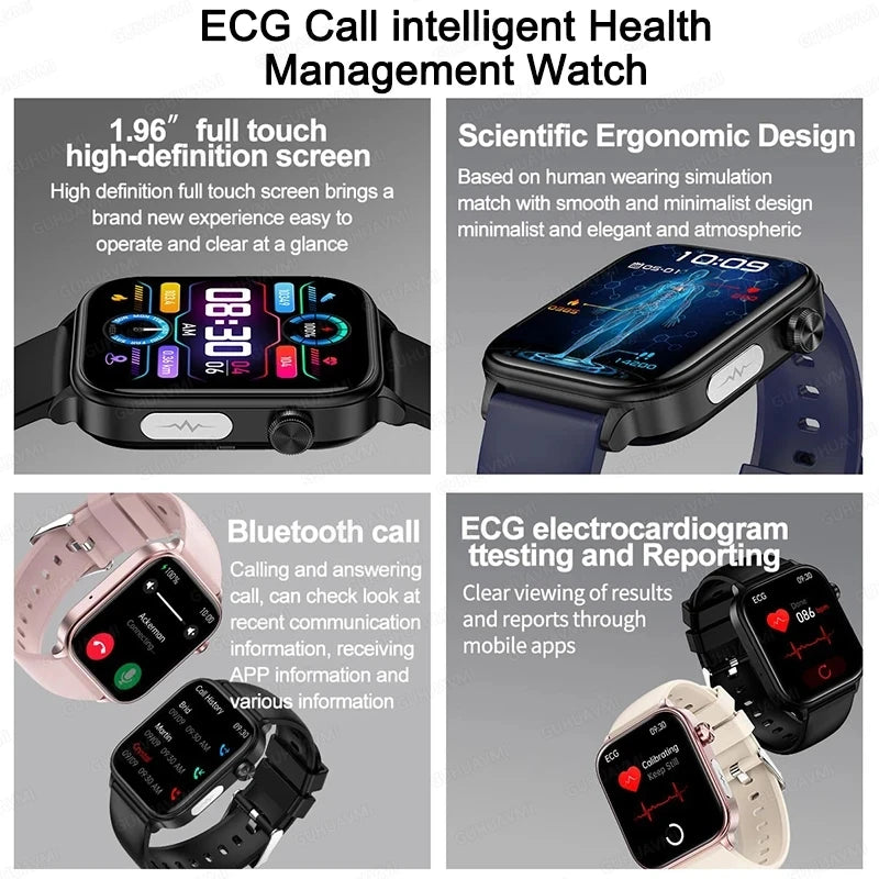 2025 New For XIAOMI ECG+PPG Blood Fat Uric Acid Health Smartwatch Men Women Heart Rate Blood Pressure Bluetooth Call Smart Watch