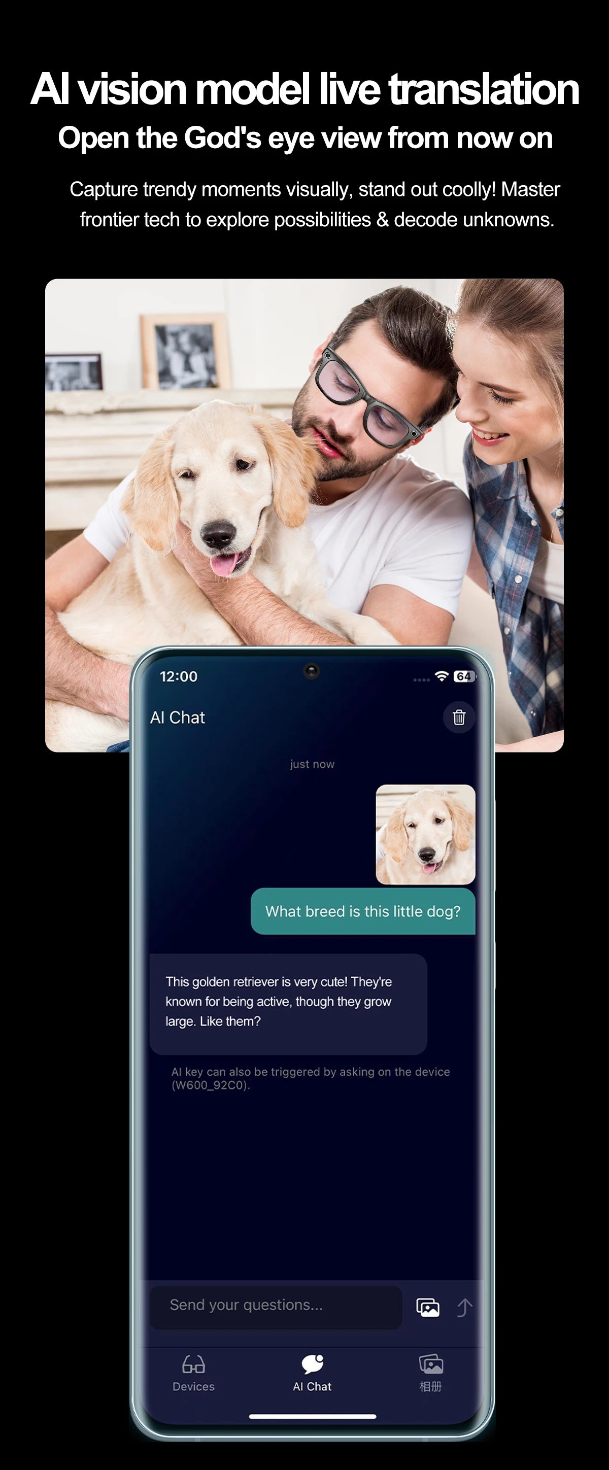 LIGE Smart Glasses 100W Pixel Camera Smart Glasses Camera Bluetooth Call Music Sunglasses AI Voice Assistant Video Sound Record