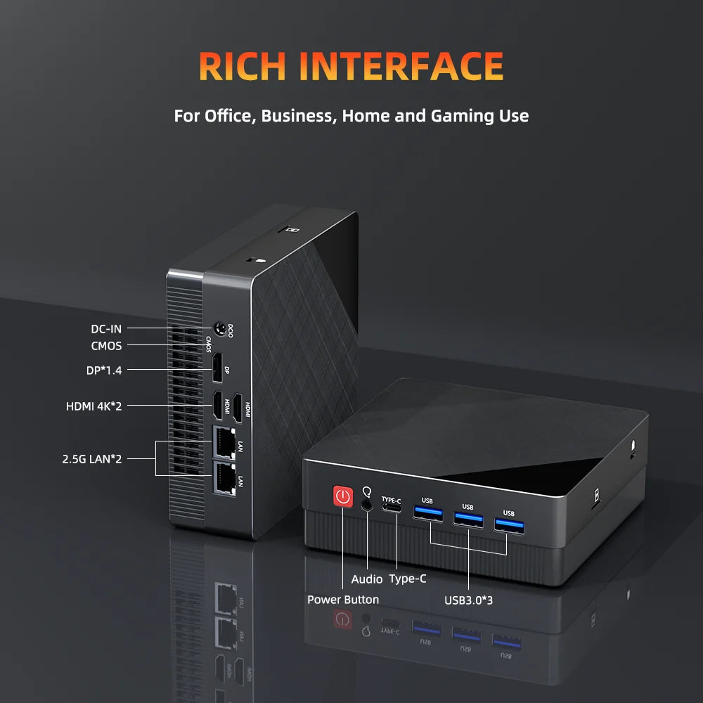 ZXIPC Mini PC Ryzen 7 5800H 6600H 7735HS 4500U DDR4 16GB 512GB Nvme SSD WIFI6 BT5.2 Desktop MINI PC Gamer Computer Four Display
