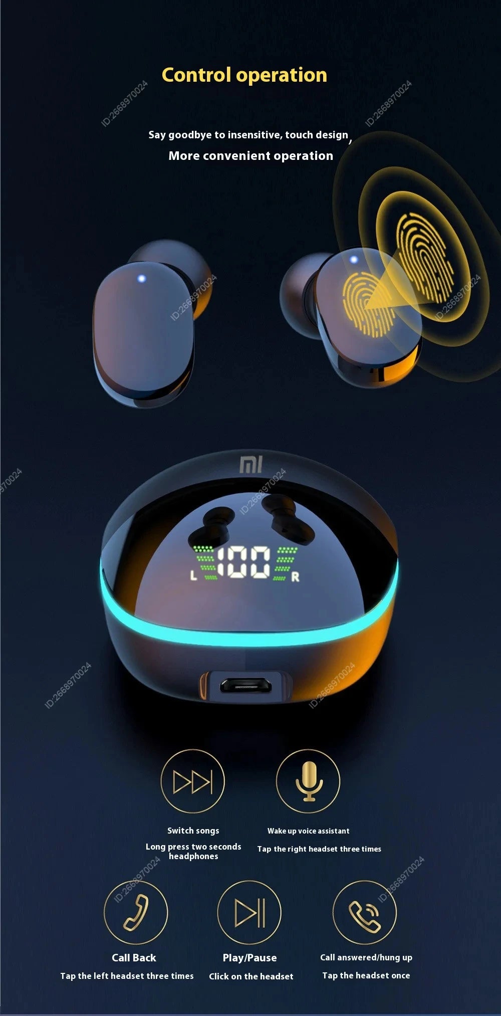 Xiaomi G9S TWS Bluetooth Earphones Sport Headphones Touch Control HiFi Stereo Sound Waterproof In-Ear Game Headset With Mic