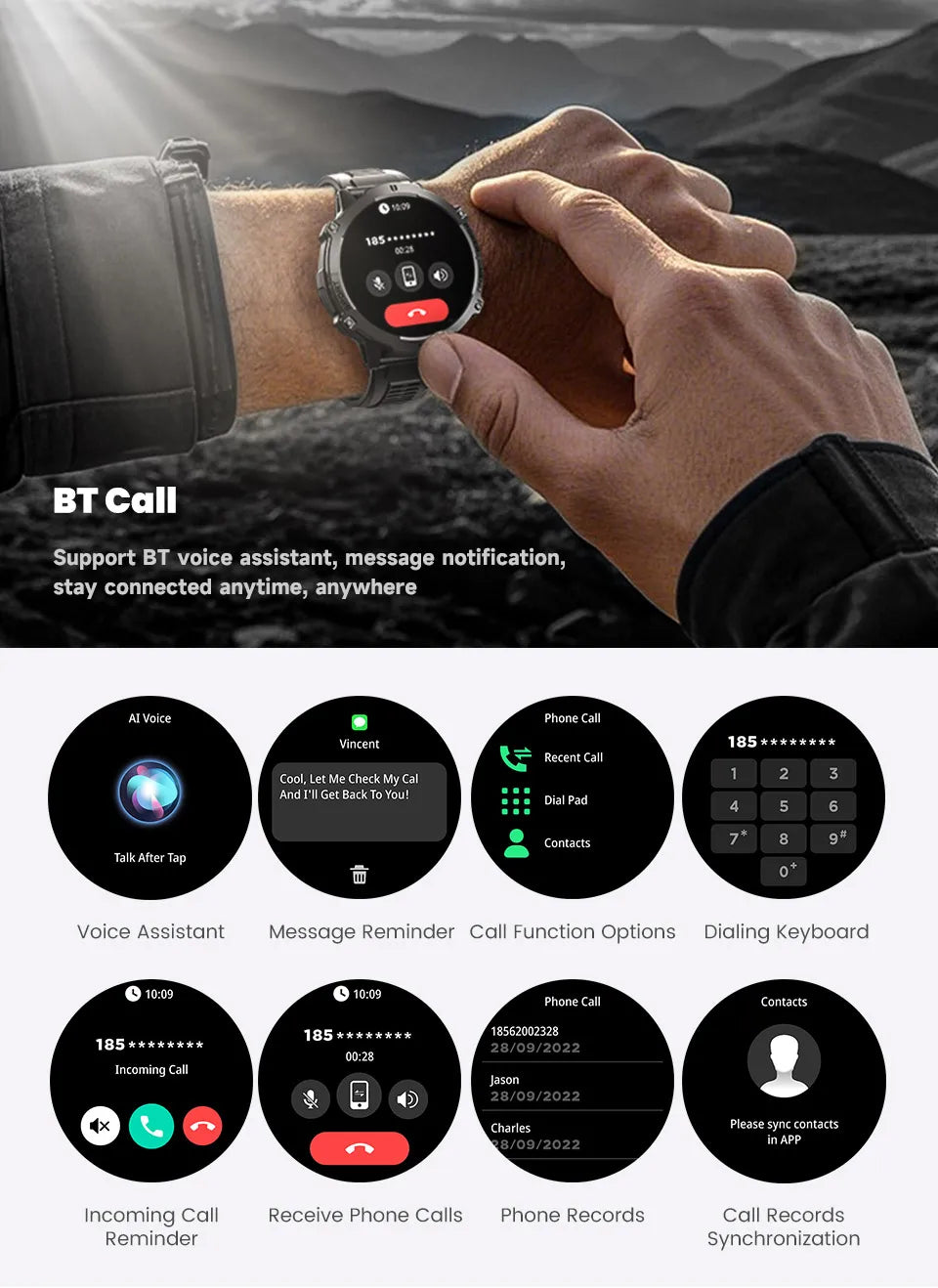 Xiaomi 2026 battery AMOLED screen Outdoor sports smartwatch men's watch compass 10ATM waterproof Bluetooth call smartwatch