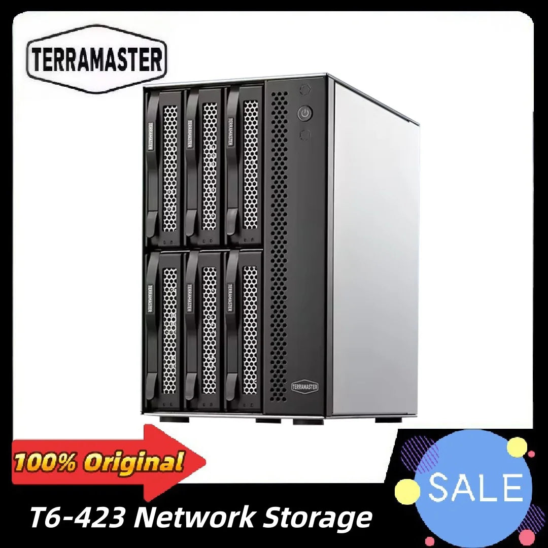 TERRAMASTER T6-423 6Bay NAS-High Performance for SMB with QuadCore CPU 4GB DDR4, 2.5GbE Portx 2,Network Storage Server(Diskless)