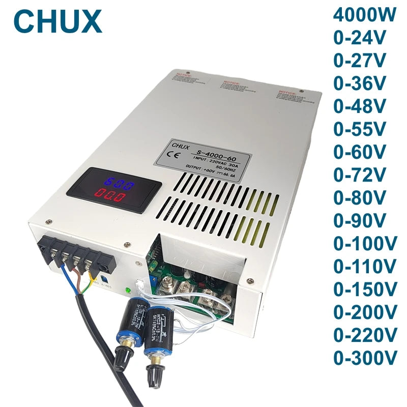 CHUX  Ac Dc Switching Power Pupply 12V 24V 36V 48V 60V 72V 100V 200V 300V Transformer 4000W SMPS LED Power Supply