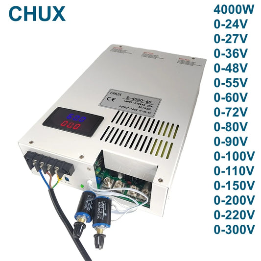 CHUX  Ac Dc Switching Power Pupply 12V 24V 36V 48V 60V 72V 100V 200V 300V Transformer 4000W SMPS LED Power Supply