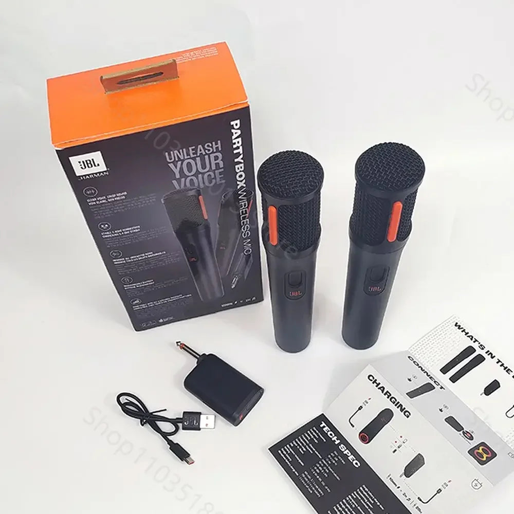 JBL Digital partybox PB UHF wireless rechargeable portable microphone system with dual-channel receiver voice crisp sound