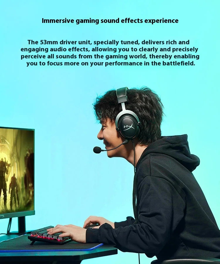 HyperX Cloud 2 II Gaming Headset Hi-Fi 7.1 Surround Sound Detachable 8 Microphone With USB sound card