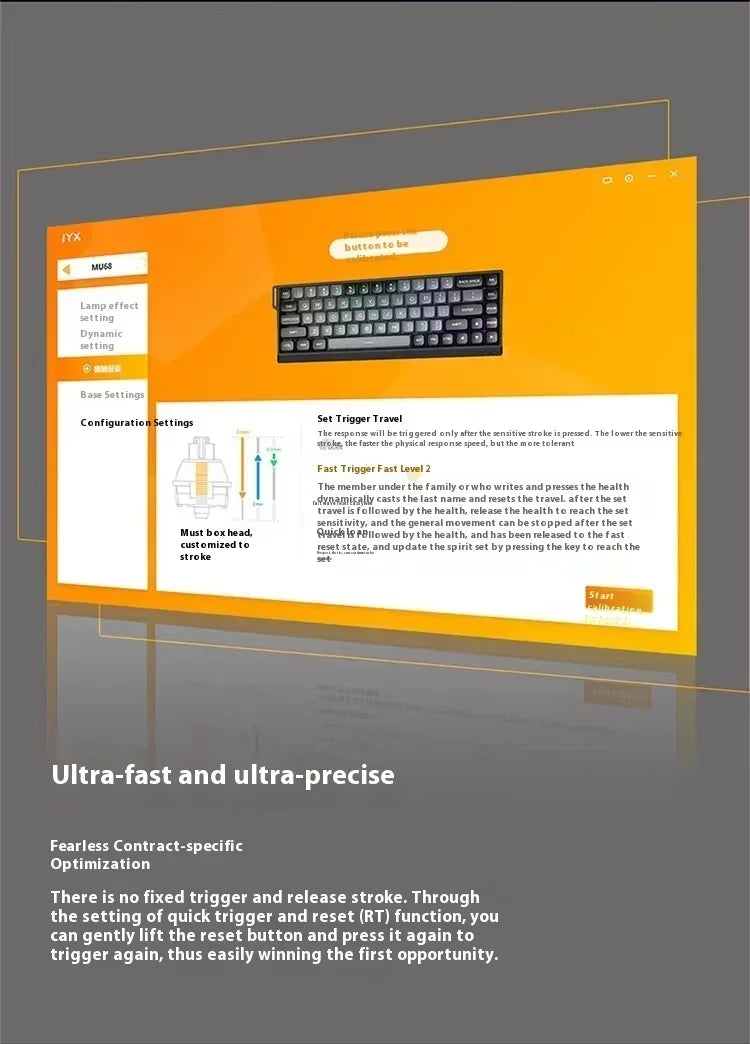 IYX MU68 Pro Mechanical Keyboard Magnetic Switch 8k RT0.04 RGB Backlit Hot Swap E-sports Gamer Keyboard Wired Aluminium Alloy