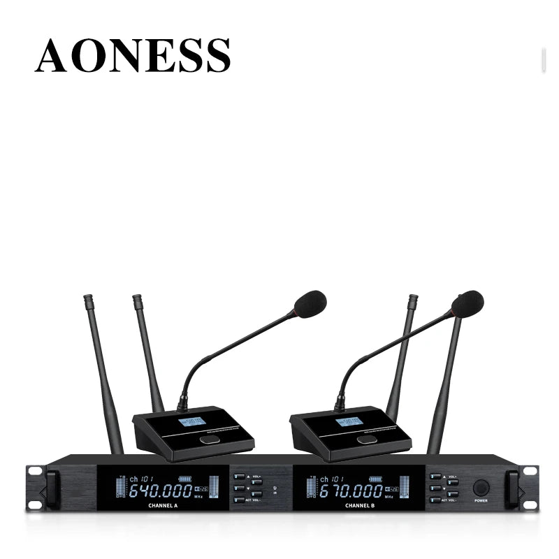 UHF Professional Wireless Microphone 2-channel Metal Handheld  Karaoke Singing Stage Wedding Performance Conference Microphone