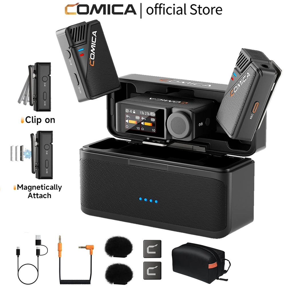 COMICA BooMax Dual-channel Wireless Lavalier Microphone AI Denoise 32-bit Float Internal Recording Cardioid/Omnidirectional Mic