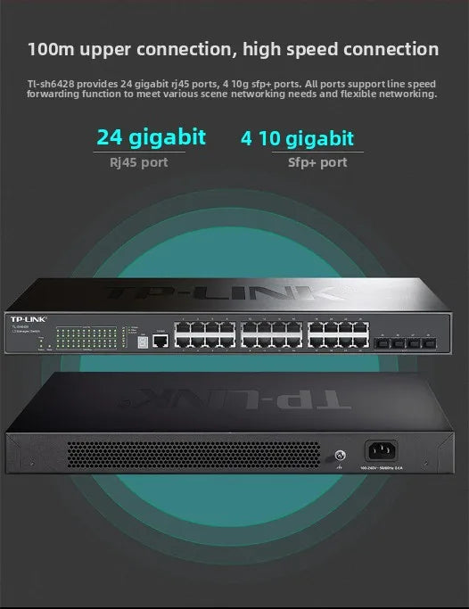 TP-LINK 24-port 10G Switch with 4 10G SFP+ Ports, Managed Switch, Ethernet Switch