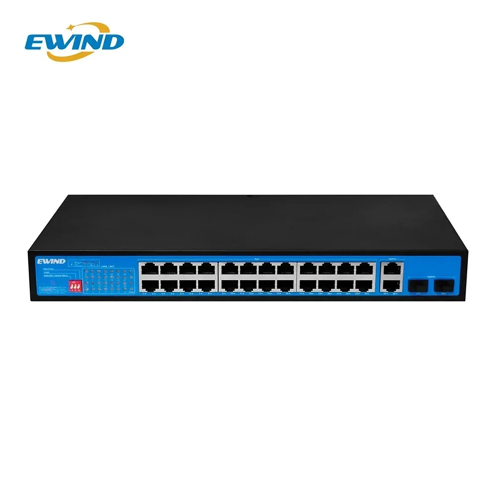 EWIND Gigabit POE Switch 16/48 Ports 10/100/1000Mbps Full Gigabit Ethernet Switch Unmanagement AI Smart Switch outdoor home NVR