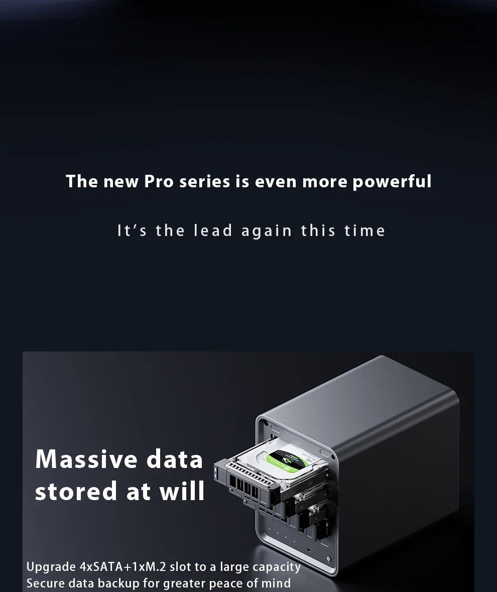 SZBOX WTR Pro NAS Mini PC with 4 Bay Twin Lake N150 DDR4 3200MHz Support 2.5/3.5" HDD*4 M.2 2280 NVMe Desktop NAS DIY Computer