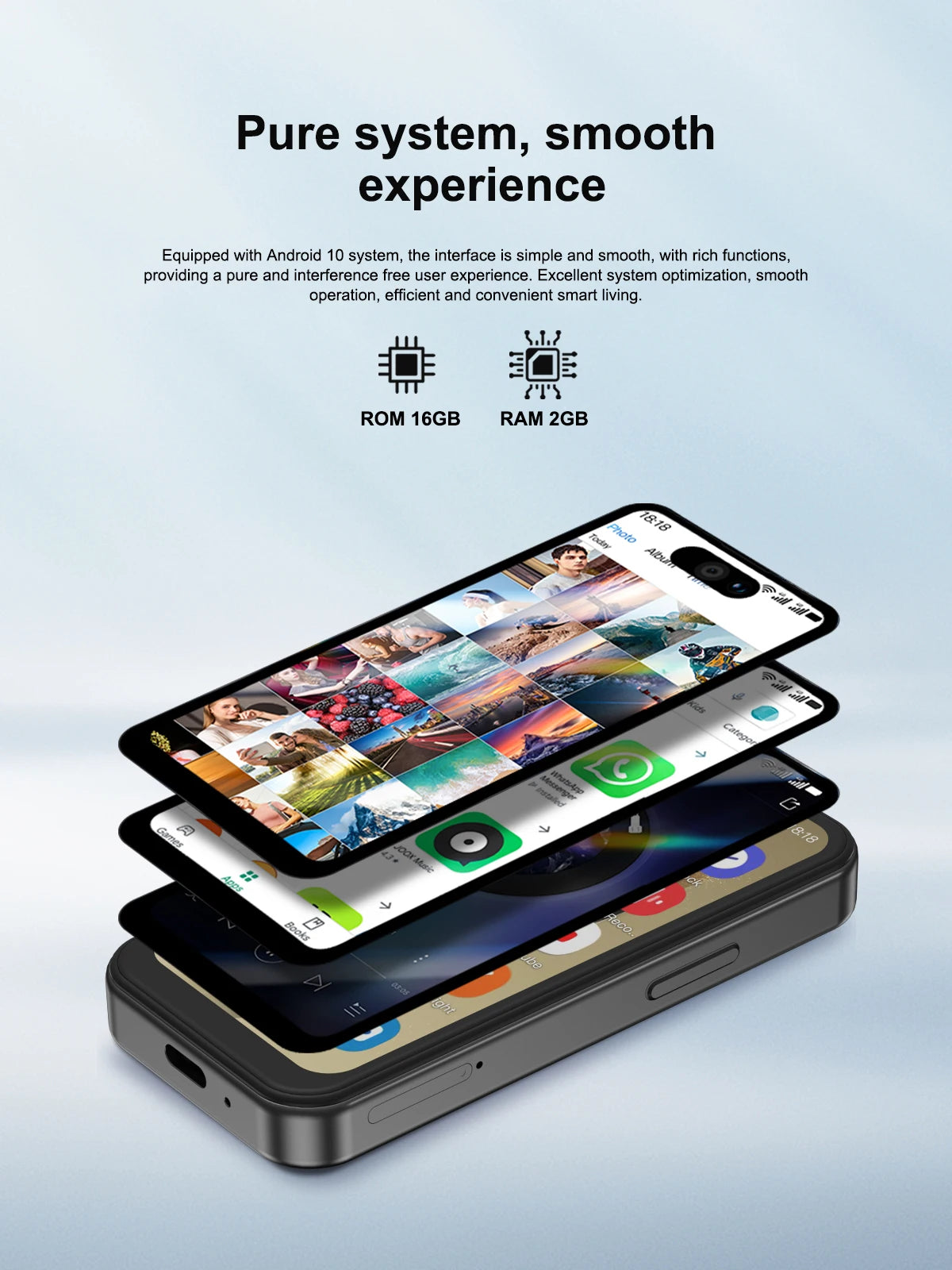 Fuffi XS16 Mini Phone 4G LTE Android10.0 Smartphone 4GB RAM 32GB ROM 4" Display 5MP Camera Dual SIM With Play Store WhatsAPP