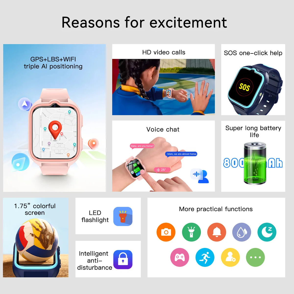 New Blackview Z30 Kids Smart Watch 4G Call Phone Watch, Waterproof Children Monitor Tracker, SOS Child Sports Digital Watches