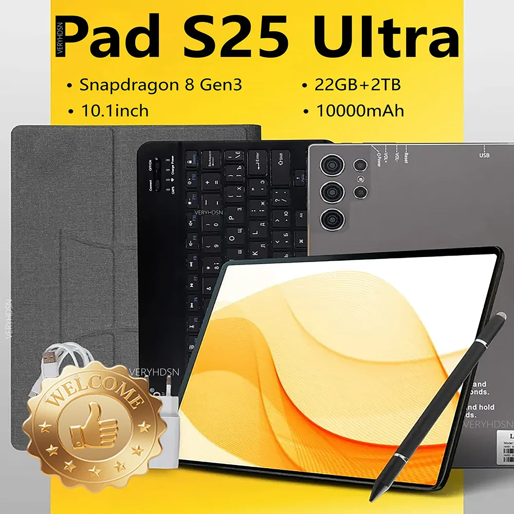 2025 Original S25 UItra Tablet Android 15 Tablette 10.1inch Tablet PC 22GB+2T 5G Dual SIM Card 10000mAh Snapdragon 8 Gen3 Tab